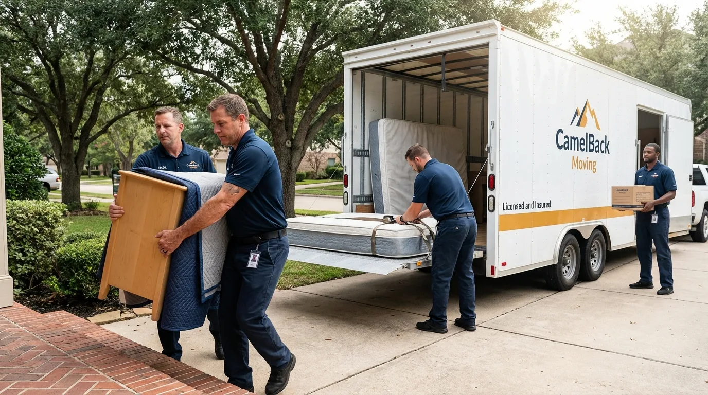 Crew loading residential truck for cross-state move from White Pigeon, MI